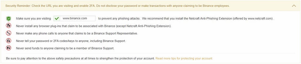 Binance’s Security Recommendations