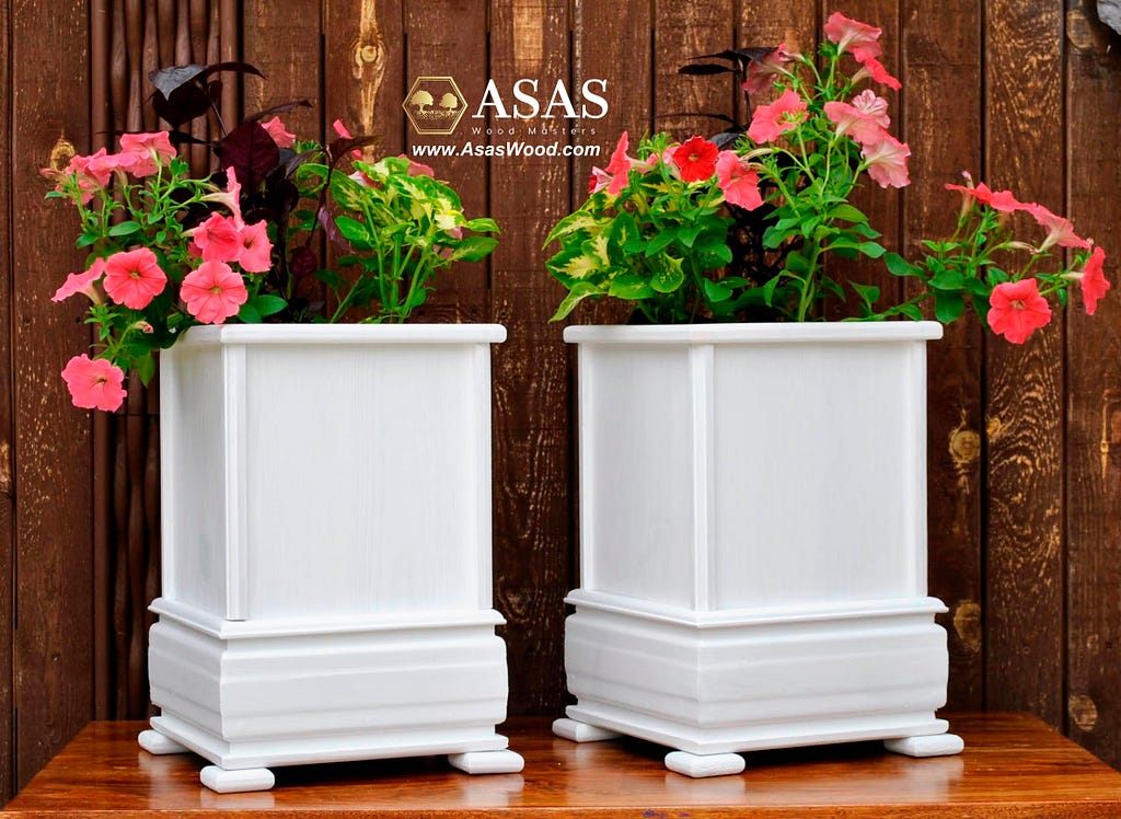 Wooden Planters, white, outdoors / Made by AsasWood