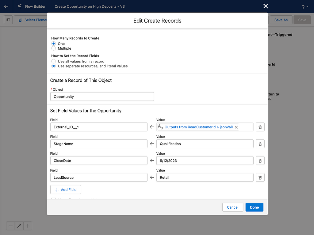 Field mapping screen in Salesforce