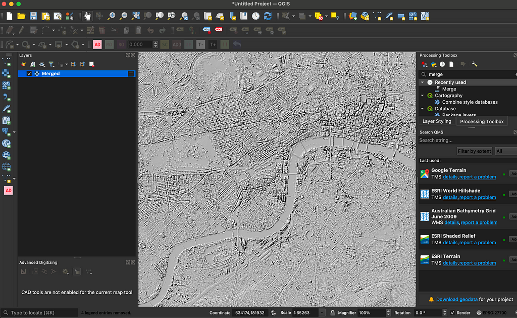 A screenshot of QGIS