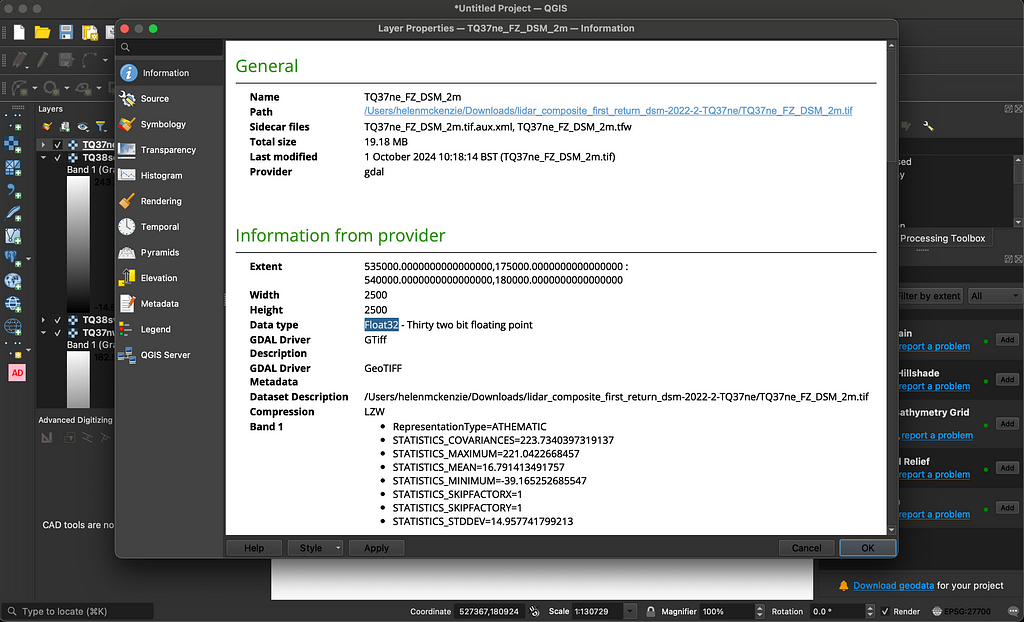 A screenshot of QGIS