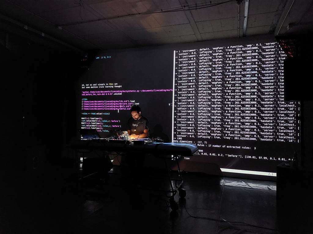 Iván live coding on stage