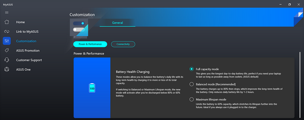 Power & Performance setting