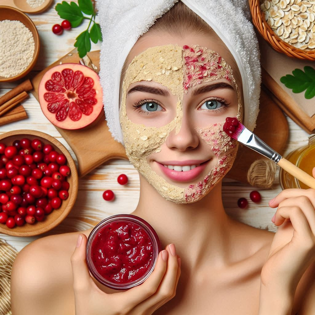 DIY Cranberry and Oatmeal Face Mask for Skin Exfoliation