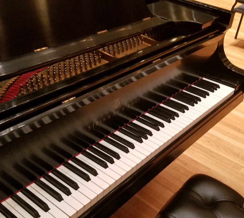 The grand piano on campus.