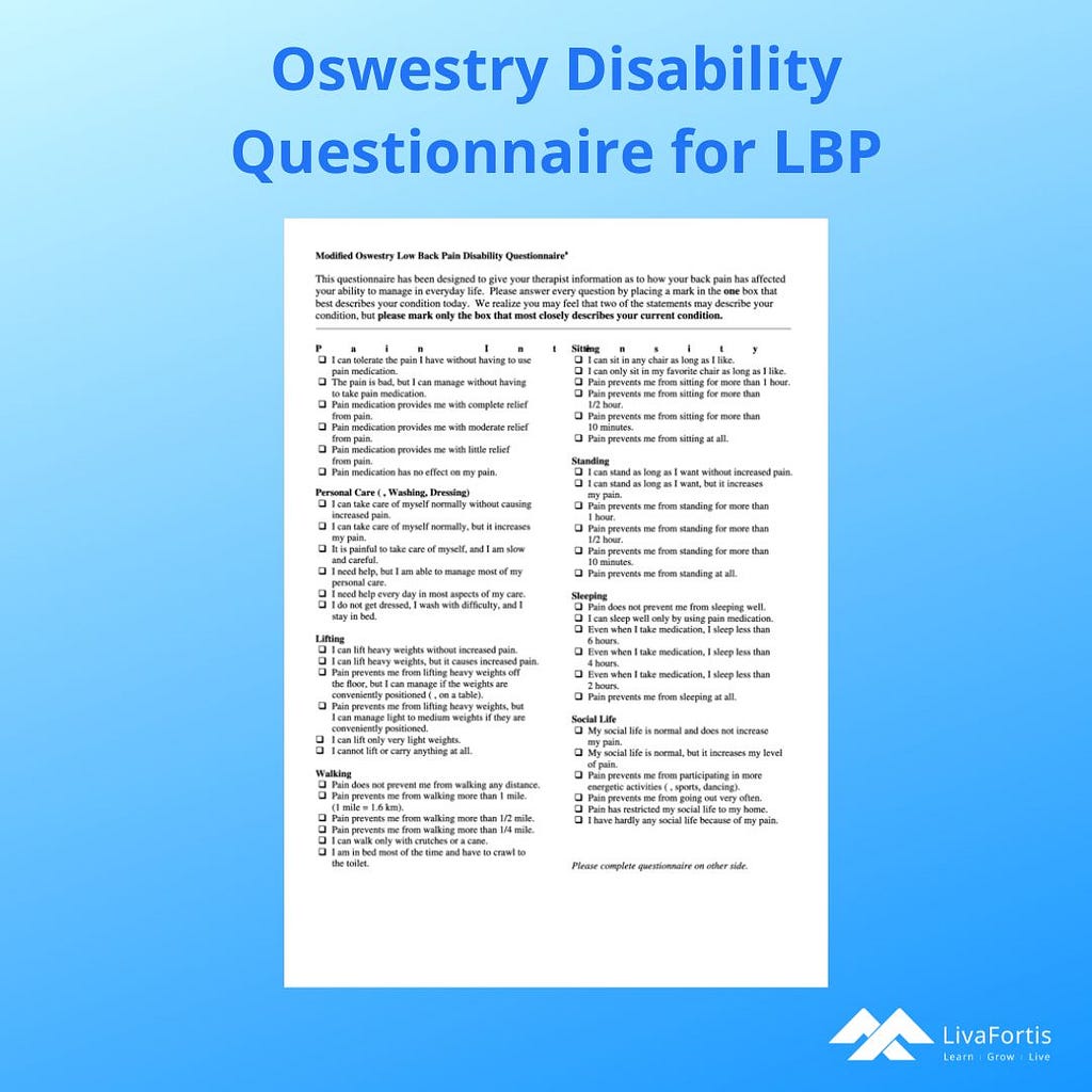 LivaFortis explores how the Oswestry Disability Index can help you on your low back pain journey.