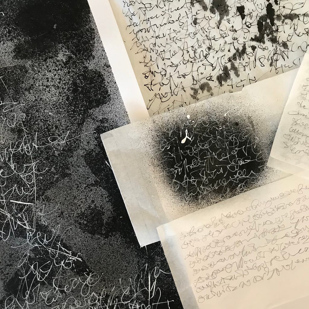 A selection of papers with asemic writing