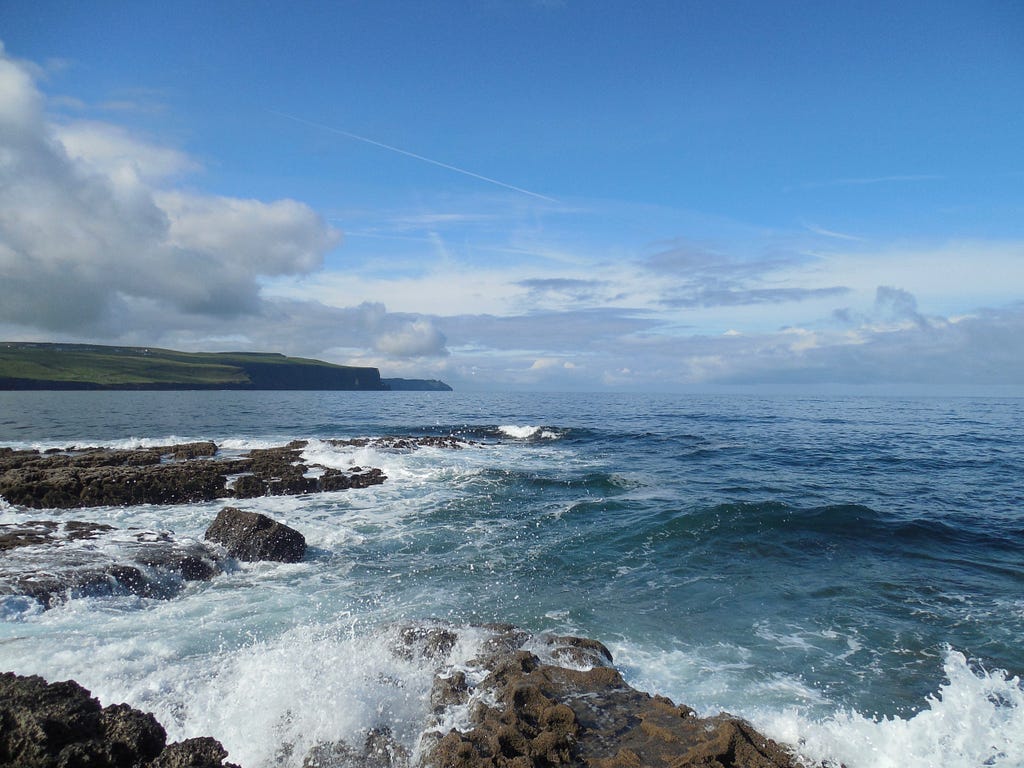 An ocean view (looking out toward the Cliffs of Moher) in Doolin, Ireland.