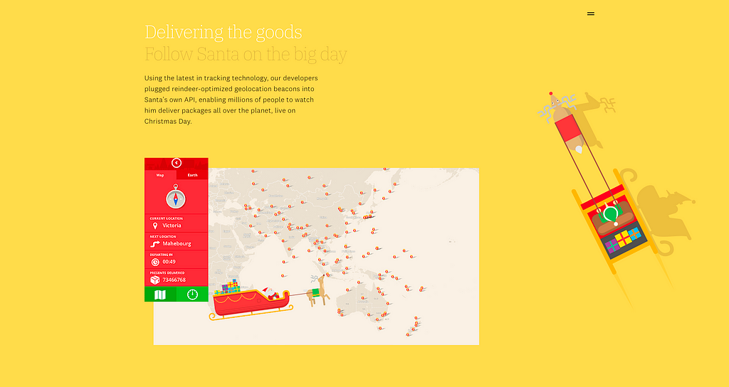 An image of Santa Tracker from https://ueno.co/work/santa-tracker/