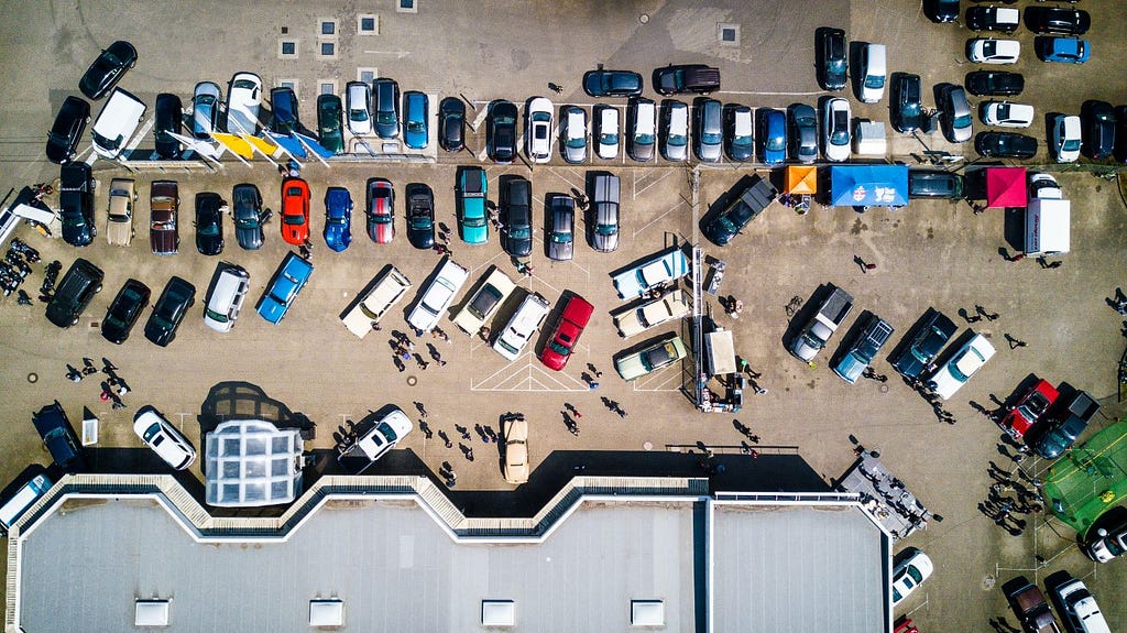 Cars being parked