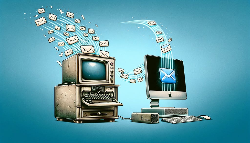 Email flying from an old computer to a new mac