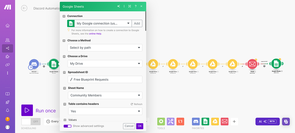 Setting up with Google Sheets