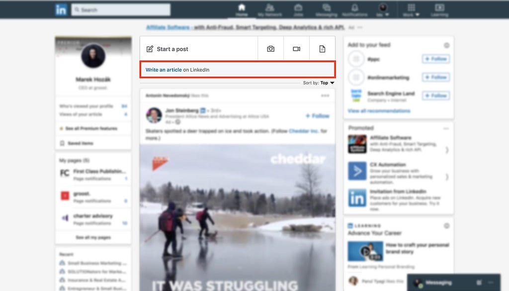 Write an article on LinkedIn