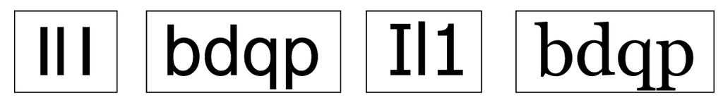 From left to right some letters written with different fonts: Gill Sans, Arial Regular, Tahoma Regular, Georgia Regular