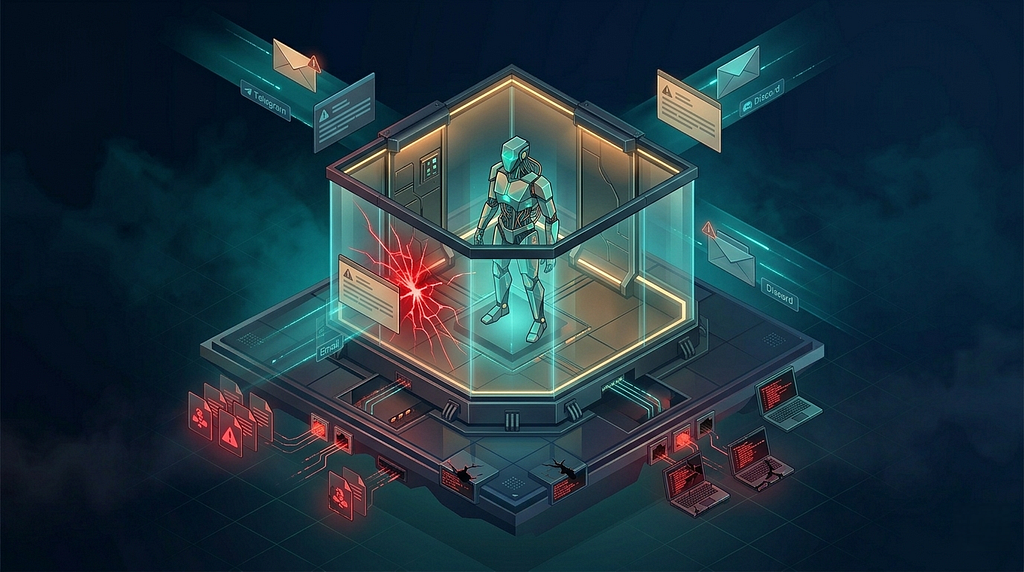 Diagram explaining why a zero-trust setup matters for AI agents with shell access, showing the threat surface of an unguarded agent
