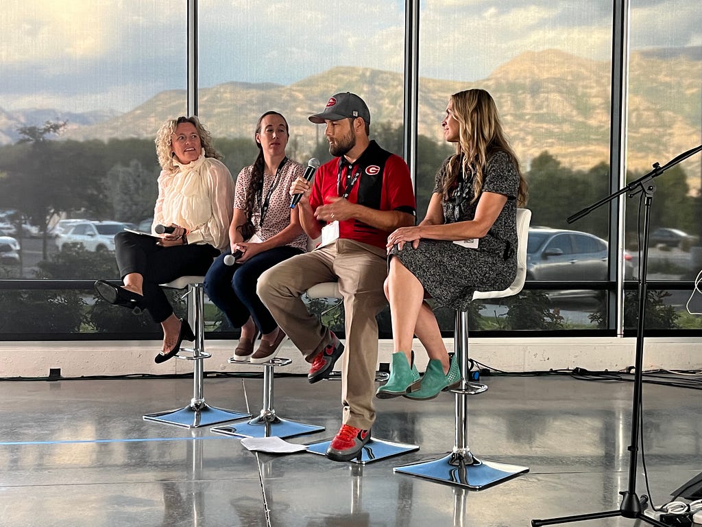 Left to right: Lindsey Henderson (Secondary Mathematics Specialist for the Utah State Board of Education), Ashley Salisbury (Davis School District), Tyler Hassam (Granite School District), and Nicole Berg (Nebo School District).