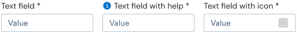 Image showing three text field component variants
