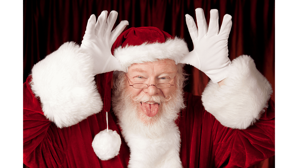 Santa Funny Face with a gesture like “ Nye nye!”