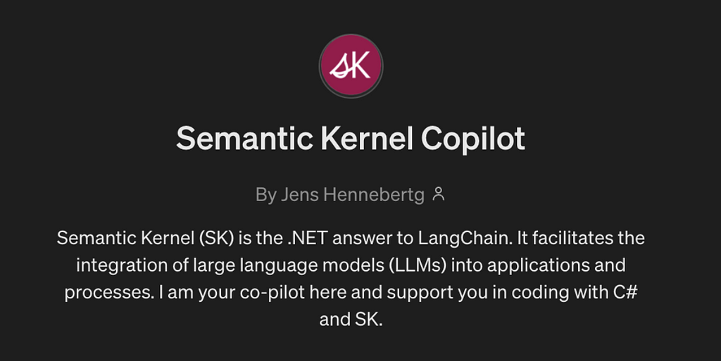 a screenshot of my custom ChatGPT “Semantic Kernel Copilot”