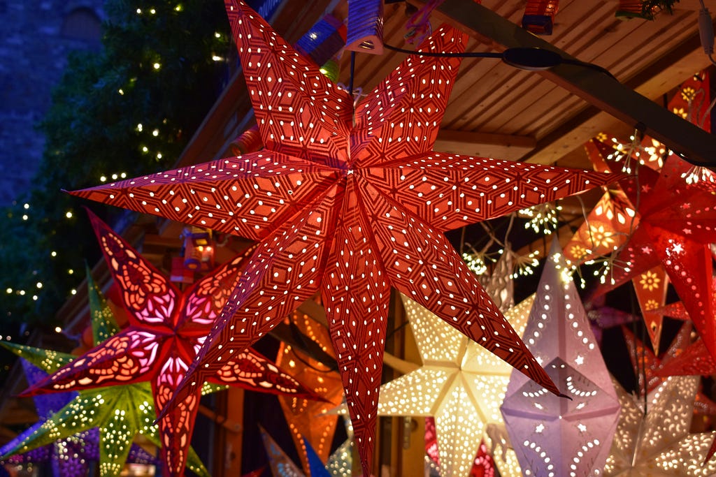 Collection of origami Christmas stars