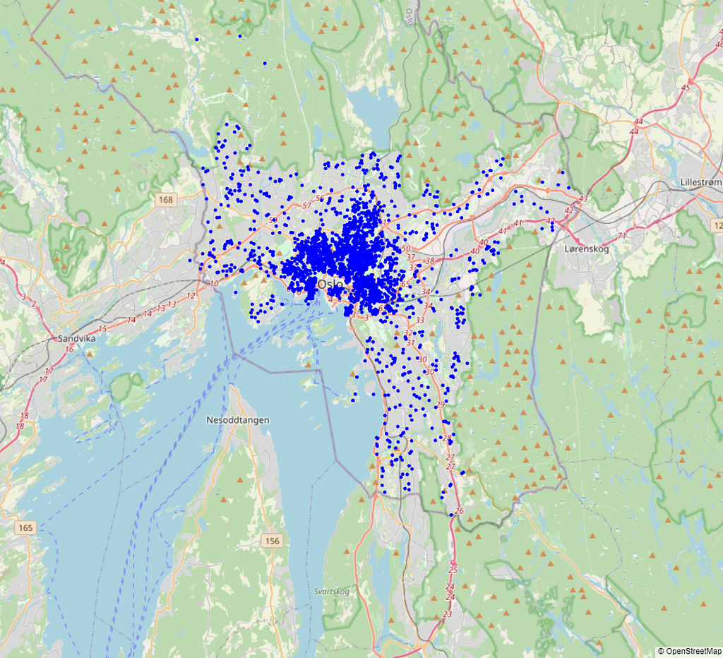 Distribuição das Hospedagens em Oslo