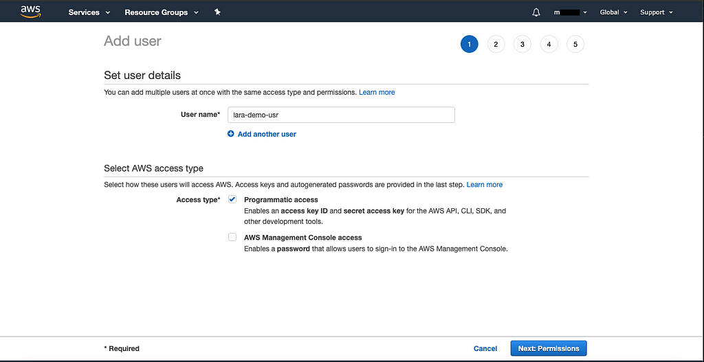 Step 1 — Adding a user: set user details