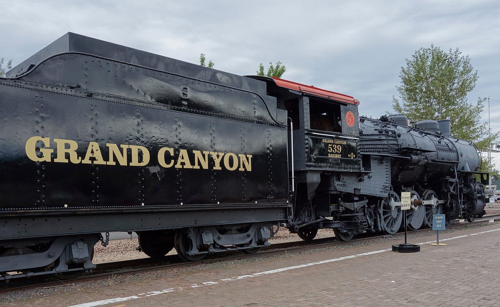 Photo of the historic train from Williams Arizona to the Grand Canyon. Travel, vacation, kids, Arizona, National Parks