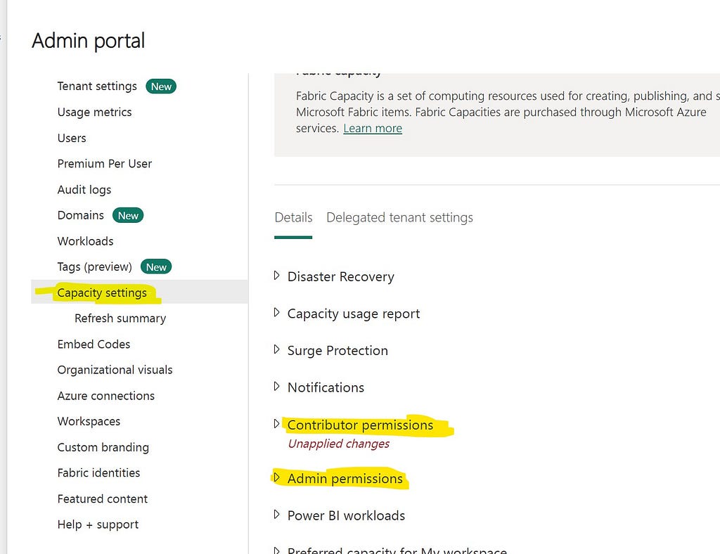 Microsoft Fabric Capacity Admin and Contributor