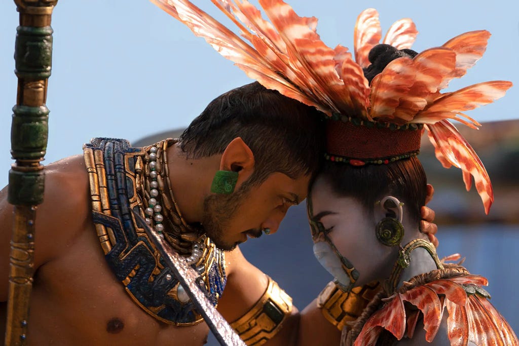 Tenoch Huerta Mejía and Mabel Cadena in “Wakanda Forever”