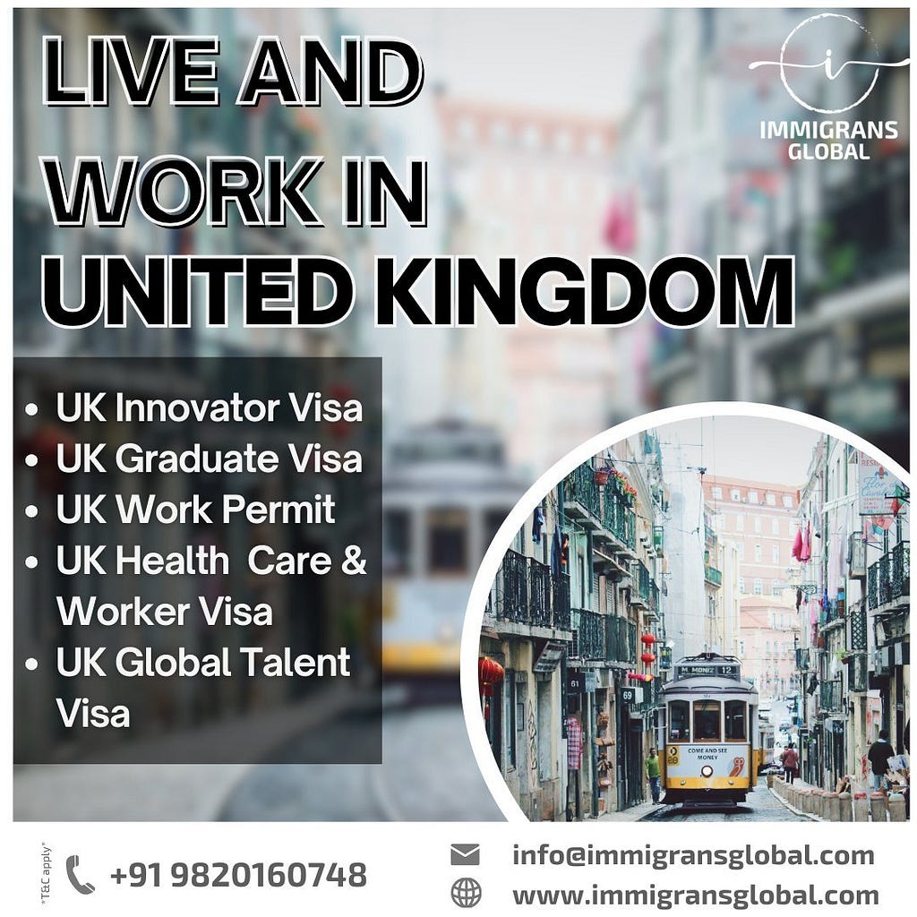 Start your journey In UK with Global Talent Visa
 Graduate Visa
 Health Care Worker Visa
 UK Innovator Visa
 Hpi visa