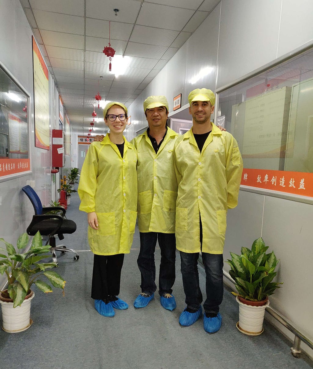 the imagiLabs team on a factory tour in Shenzhen, China