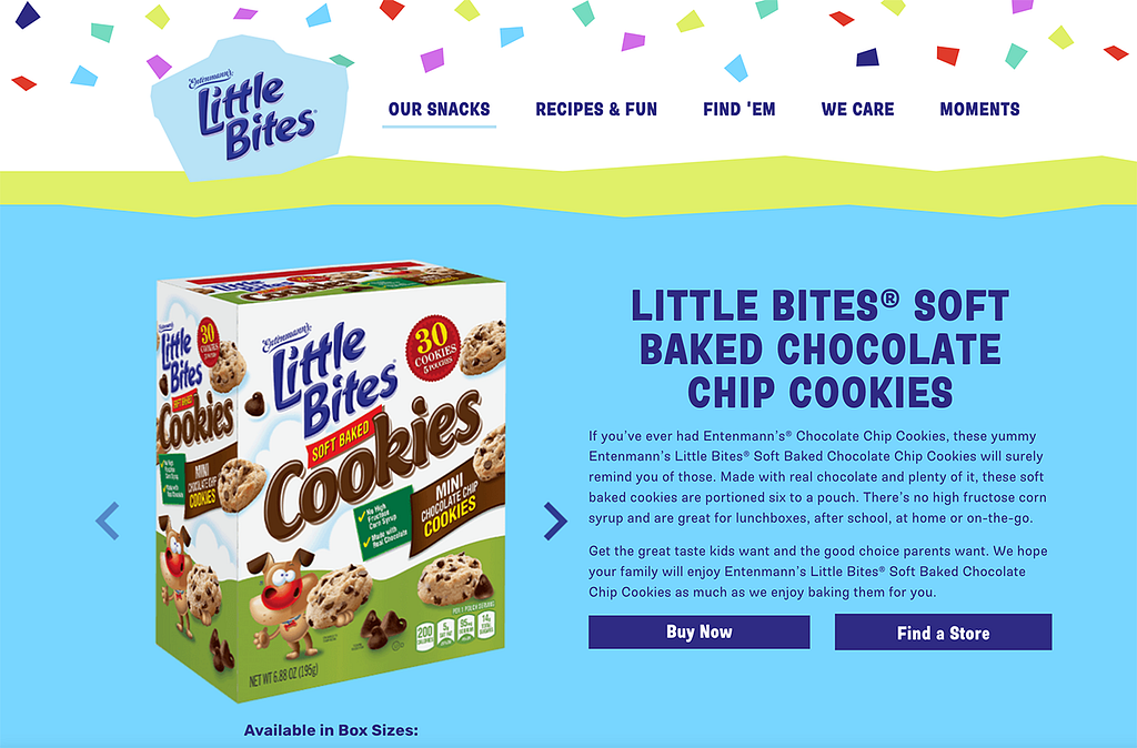 Little Bites soft baked chocolate chip cookies product page