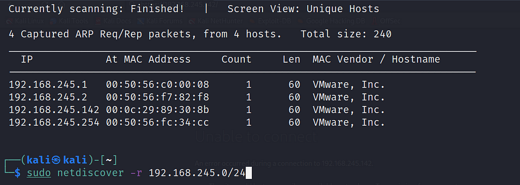 sudo netdiscover -r <your_ip_range>