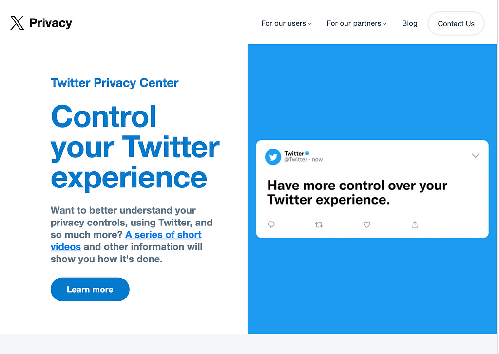 screenshot from the slowly evolving Twitter to X rebrand where many pages still have mixed branding…having both X and Twitter representations.
