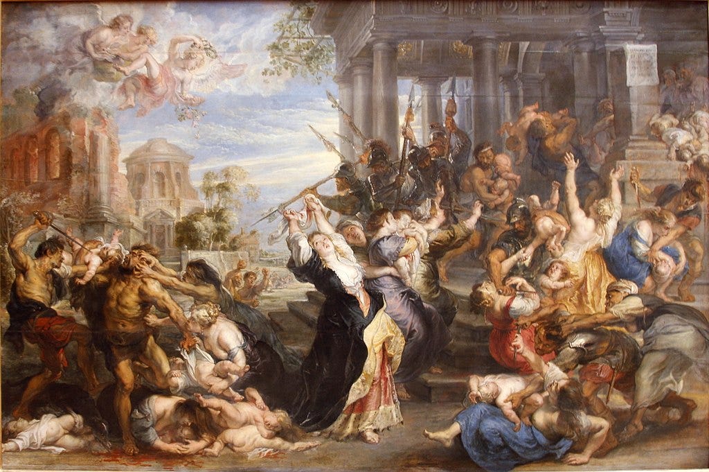 “The Massacre of the Innocents” by Rubens (1638) — a renaissance painting showing a biblical massacre.