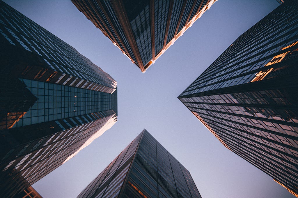 looking up at skyscrapers and the sky, intelligent document processing