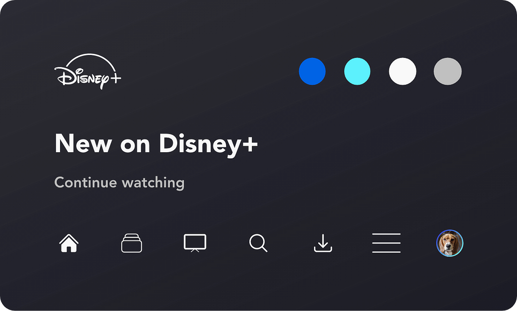 A basic Disney+ design system, including it’s logo, typography, colors and icons