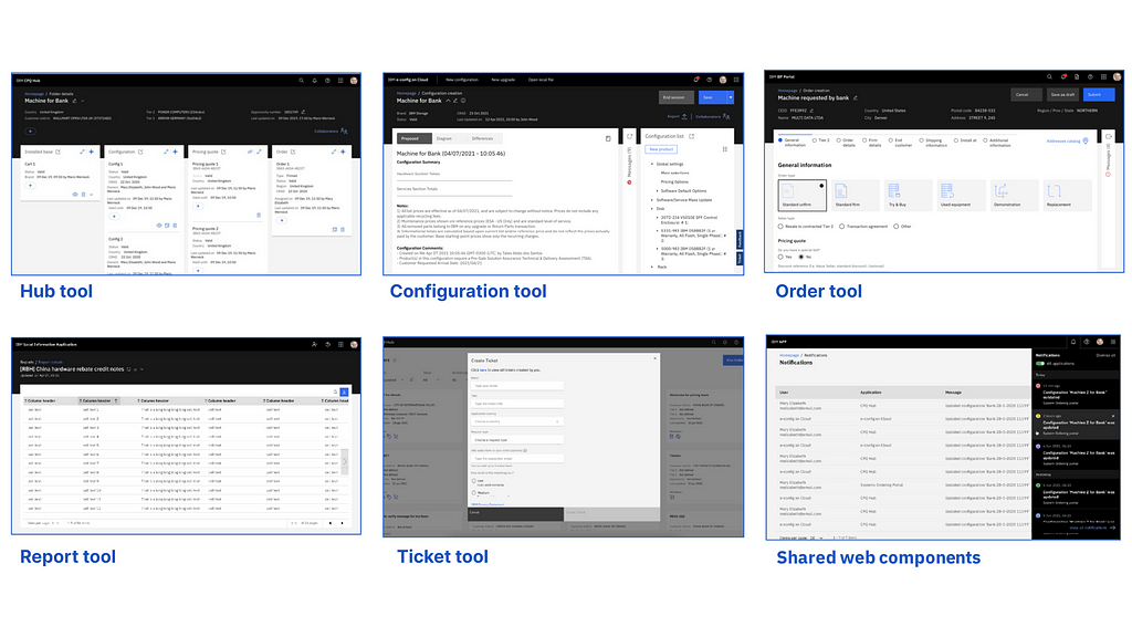 A set of application screenshots with the same look and feel, reinforcing consistency among these applications.
