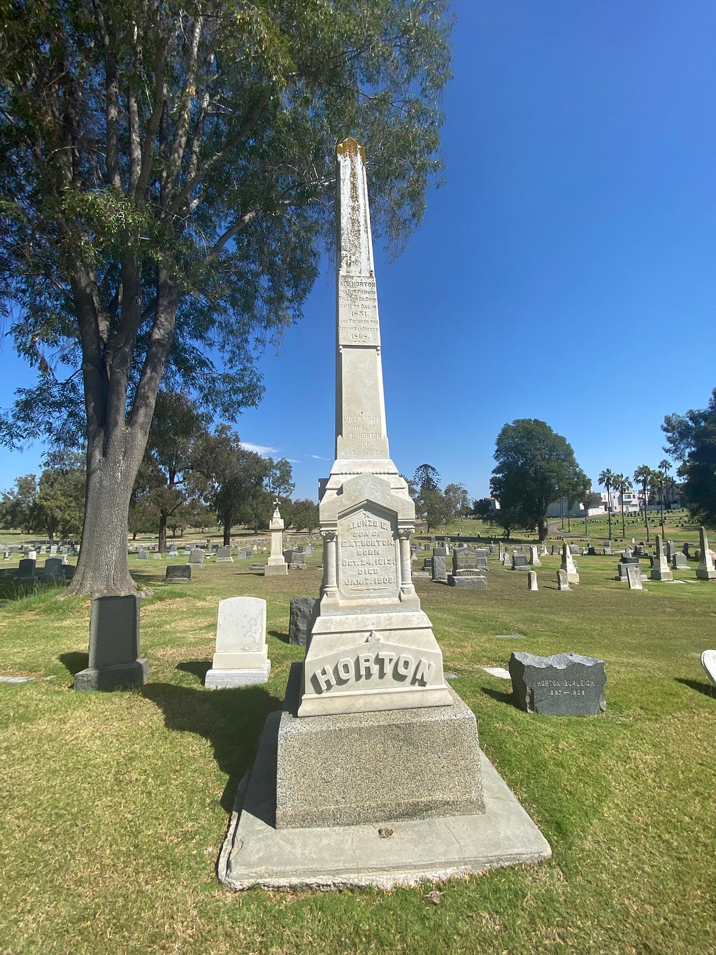 Gravesite of Alonzo Horton in Mt. Hope Cemetery, San Diego, CA