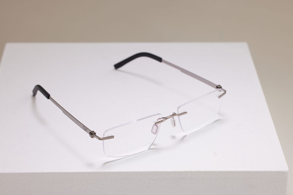 Silver Rimless Rectangle Eyeglasses