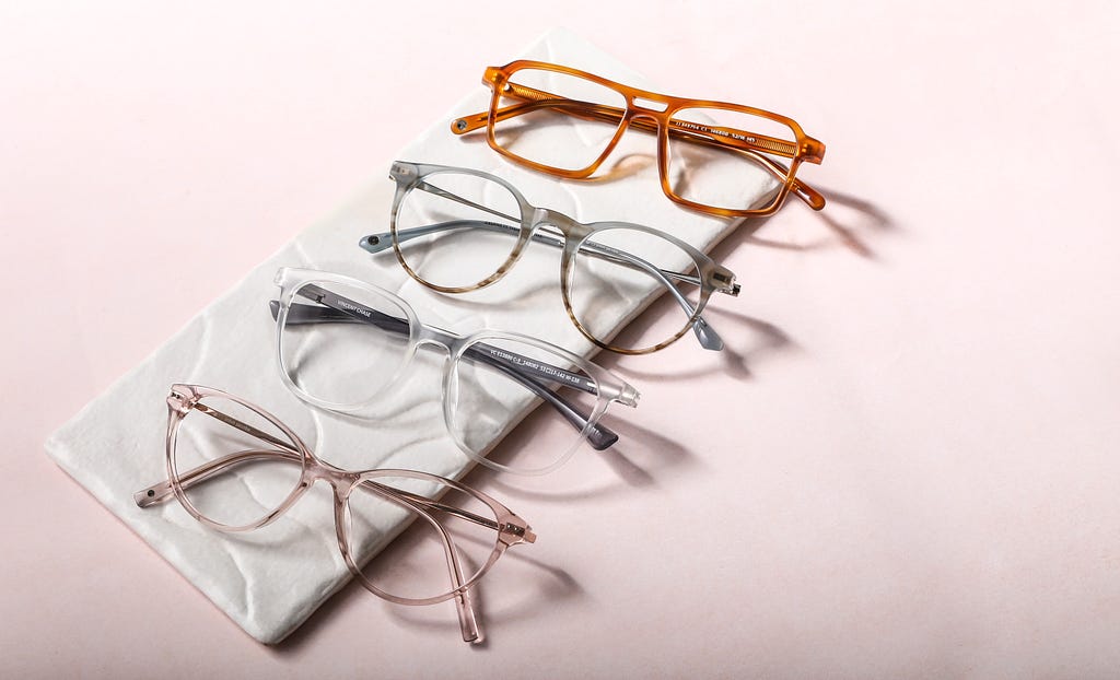 Eyeglasses in different colours and styles