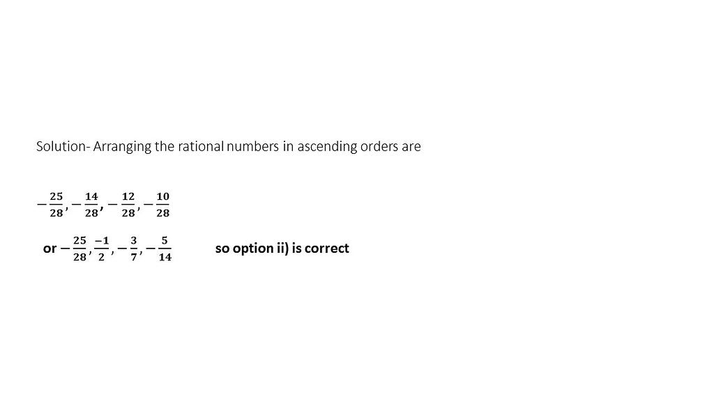 Ascending of rational numbers question and answers