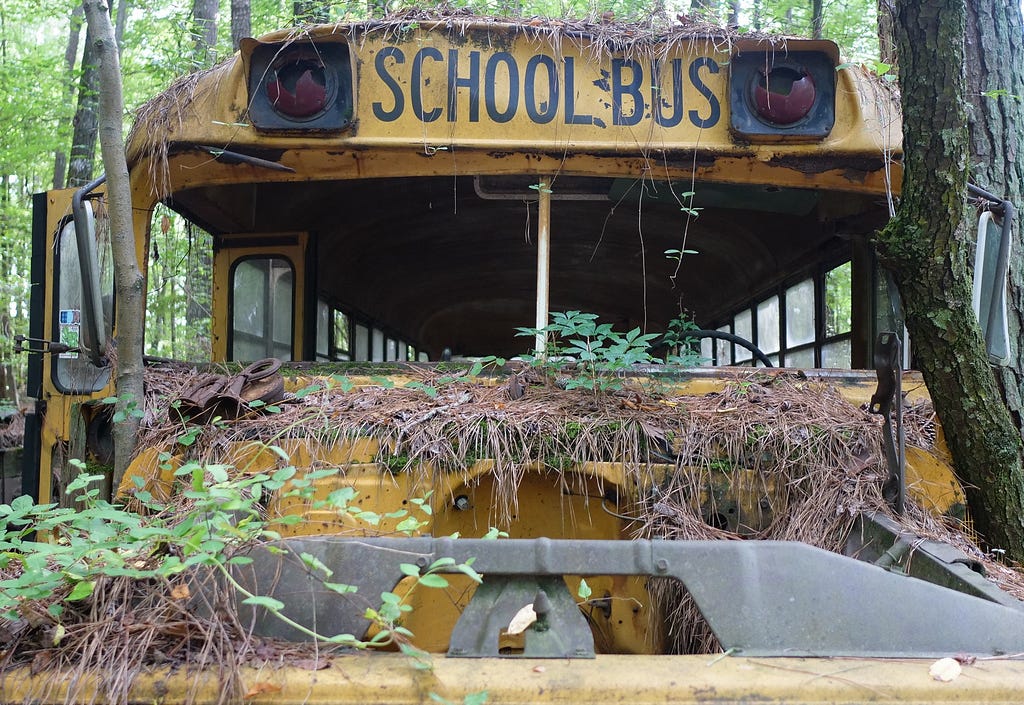 An old school bus at Old Car City USA.