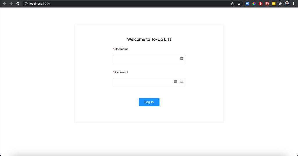 To-do app login page