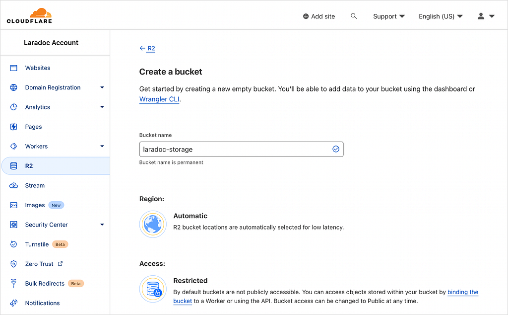Create a Cloudflare R2 bucket