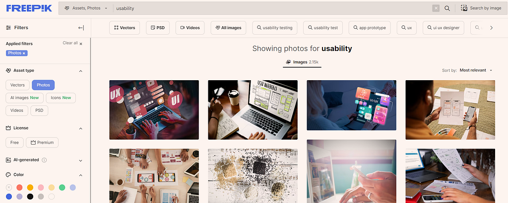 New users can search for images, expert users can use filters for favorable results.