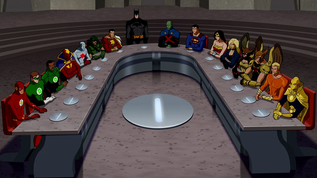 Scene from the JLA in a meeting.