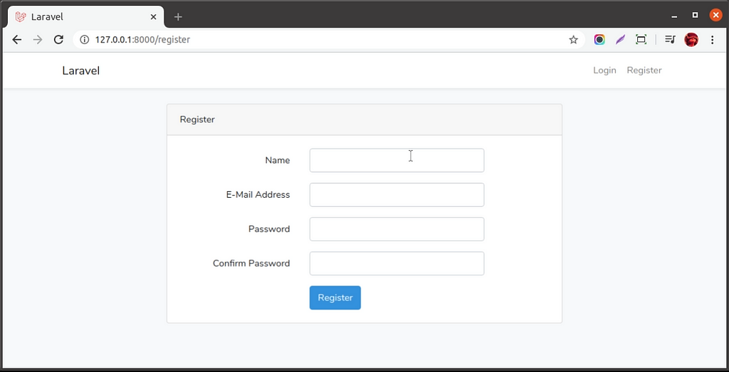 Auth form register email verification Laravel 7