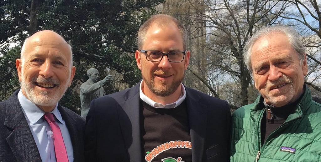 Greg Loughlin joins MSV co-founders Gus Kaufman and Dick Bathrick to protest against GA HB 481 at the GA Capitol.