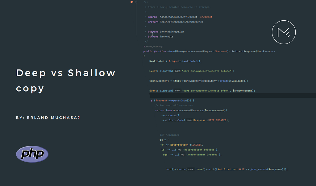 Understanding the difference between Deep and Shallow copying in PHP.